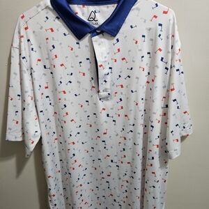 Men's Golf Polo with Red, Blue, and White Design